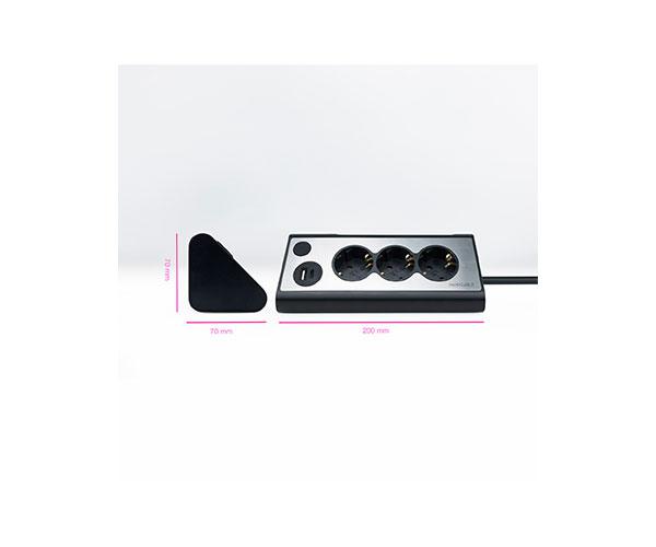 Regleta de Sobremesa con 3 Tomas de Tierra y 2 USB con Luz / Negro / Nanocable 10.37.0013-BK - Imagen 3