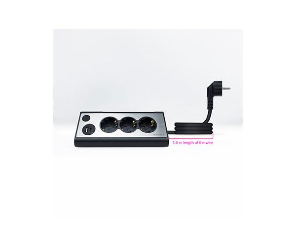 Regleta de Sobremesa con 3 Tomas de Tierra y 2 USB con Luz / Negro / Nanocable 10.37.0013-BK - Imagen 5