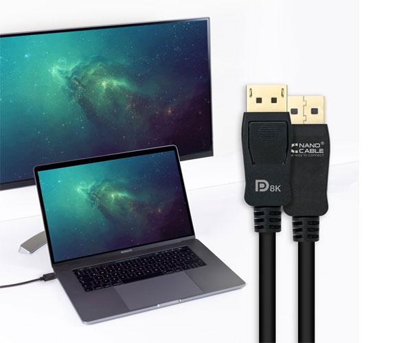 Cable Displayport a Displayport 1.4 M/M Certificado 8K / Hdr / 1 metro / Nanocable 10.15.2501 - Imagen 3