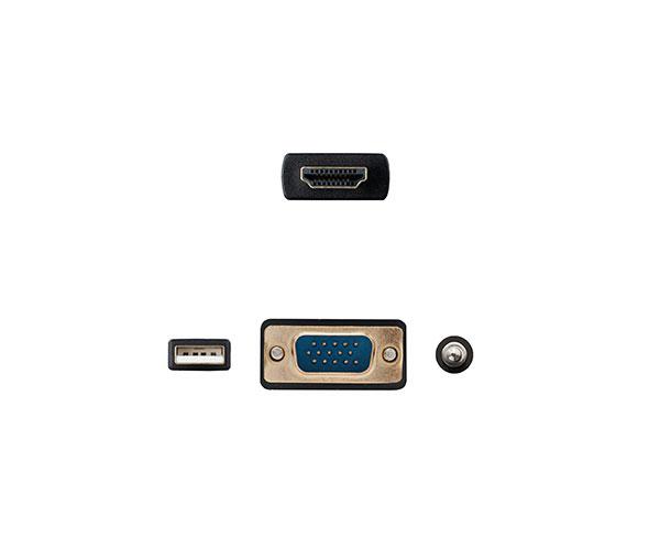 Cable adaptador HDMI a VGA + Audio + USB (Cables 1.8 Metros) Negro / Nanocable 10.15.4350 - Imagen 3