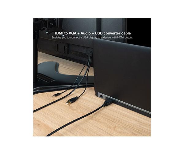 Cable adaptador HDMI a VGA + Audio + USB (Cables 1.8 Metros) Negro / Nanocable 10.15.4350 - Imagen 5