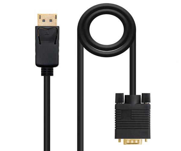 Cable Adaptador DisplayPort 1.2a a VGA / M/M / 1.2M / Negro / Nanocable 10.15.4402