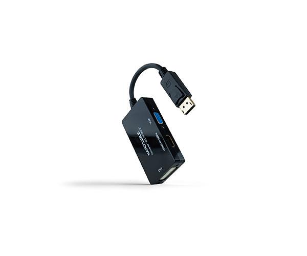 Conversor DisplayPort a HDMI / DVI / VGA / 20cm / Negro / 10.16.3301-ALL