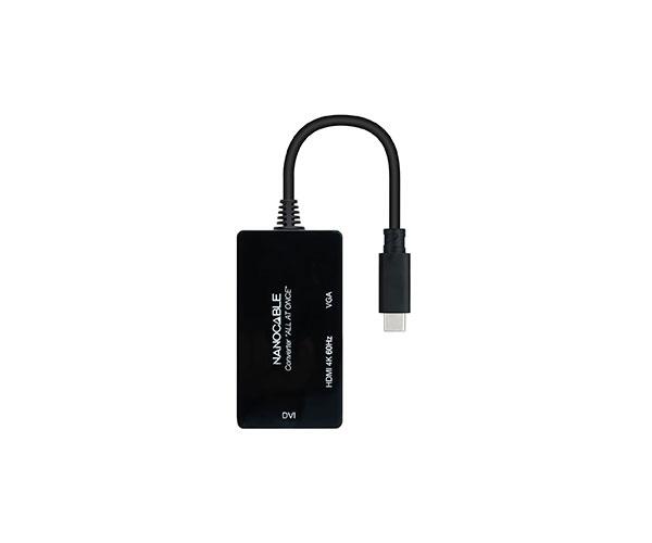 Cable adaptador Type-C a HDMI/DVI/VGA / 20cm / Negro / 10.16.4301-ALL - Imagen 2