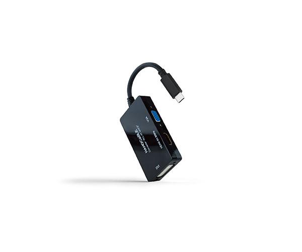 Cable adaptador Type-C a HDMI/DVI/VGA / 20cm / Negro / 10.16.4301-ALL