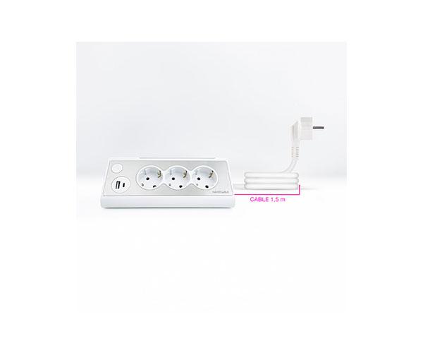Regleta de Sobremesa con 3 Tomas de Tierra y 2 USB con Luz / Blanco / Nanocable 10.37.0013-w - Imagen 4