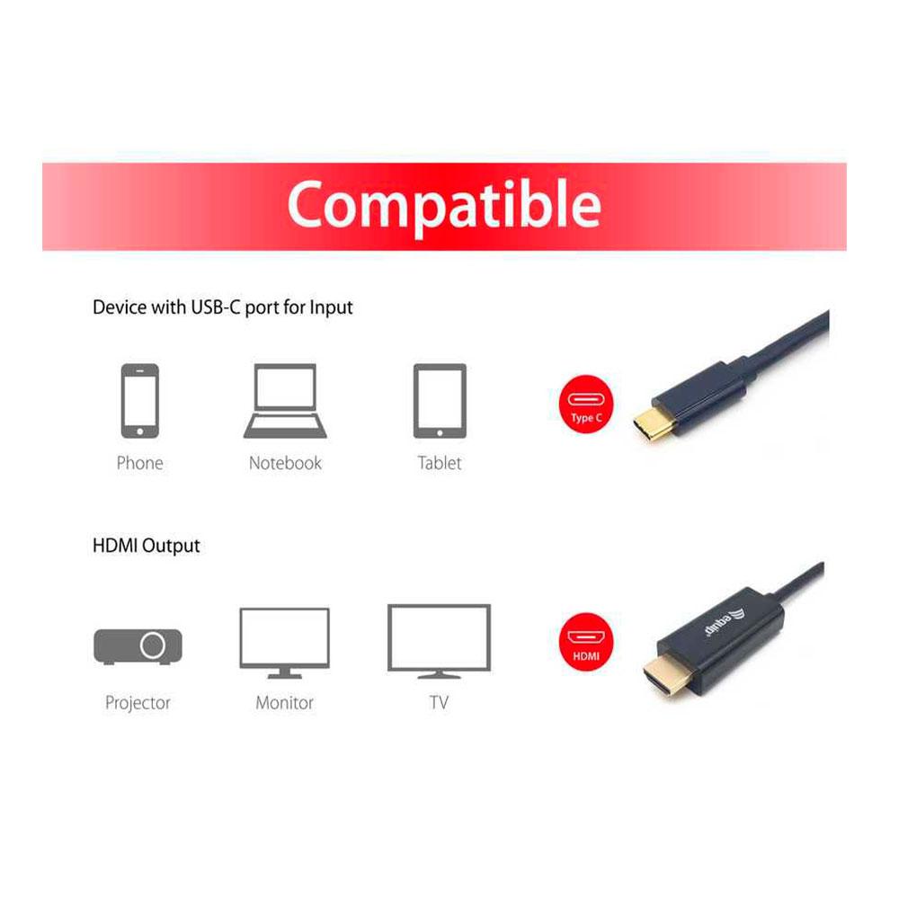 Cable de video Type-C a HDMI 4k/30Hz M/M / 2 m / Equip / Negro / EQ133412 - Imagen 2