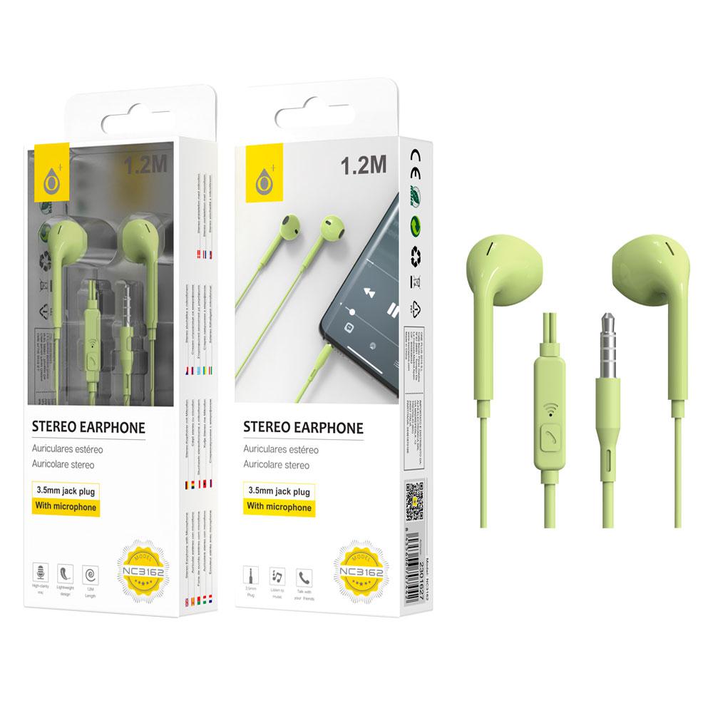 Auriculares con Micro intrauditivos NC3162 Speedy / Sin silicona / Boton control / 1.2m / Verde / One+