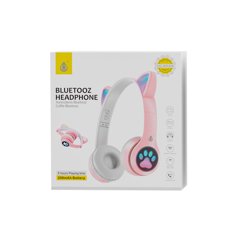 Auriculares Bluetooth Nc3228 Orejas de Gato Rosa / 250Mah / MP3 / Fm / MicroSd / Iluminacion Led / One+ - Imagen 2
