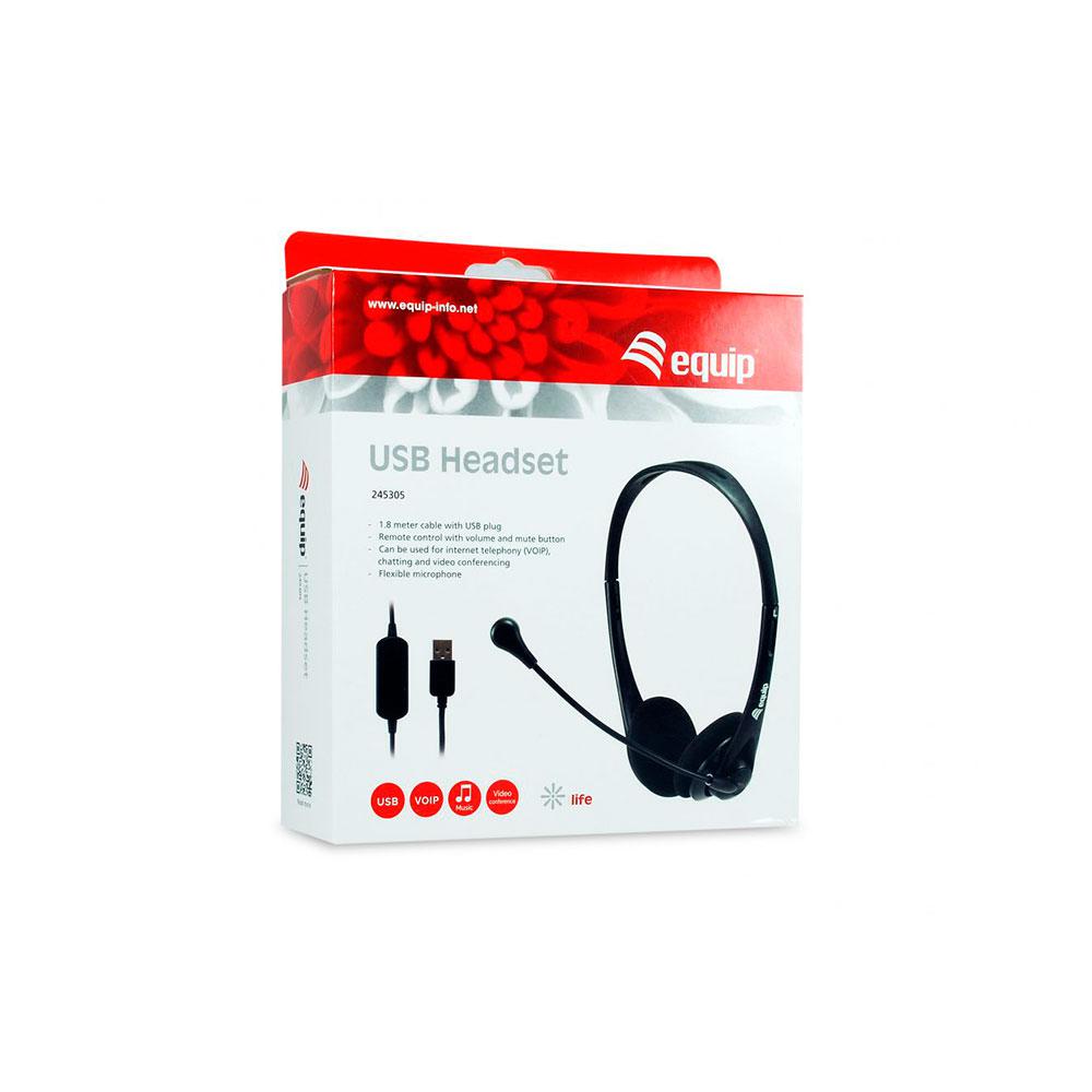 Auriculares Diadema Equip / Micro integrado flexible / Jack 3.5mm / negro / 245305 - Imagen 2