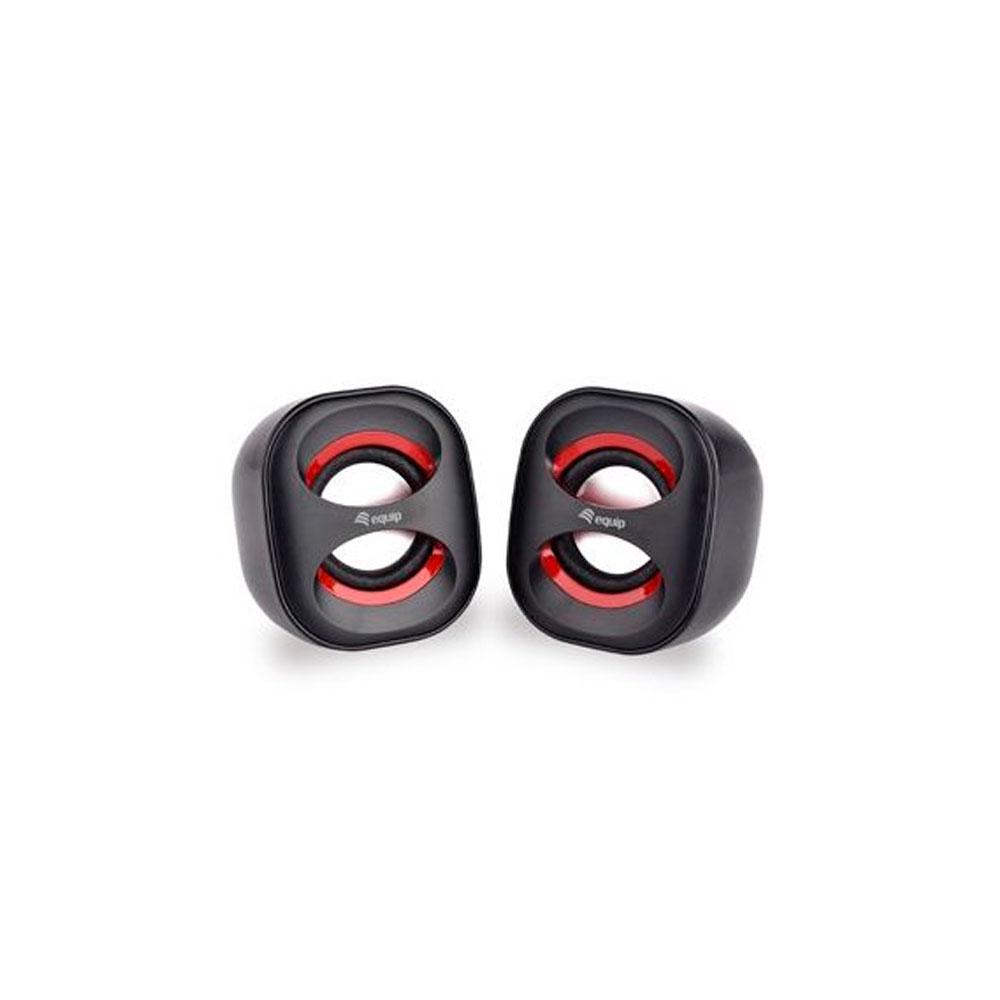 Altavoces 2.0 Equip Life Mini / Usb / Jack 3.5 / 6w Rms / Control de volumen / Negro - Rojo / 245331"