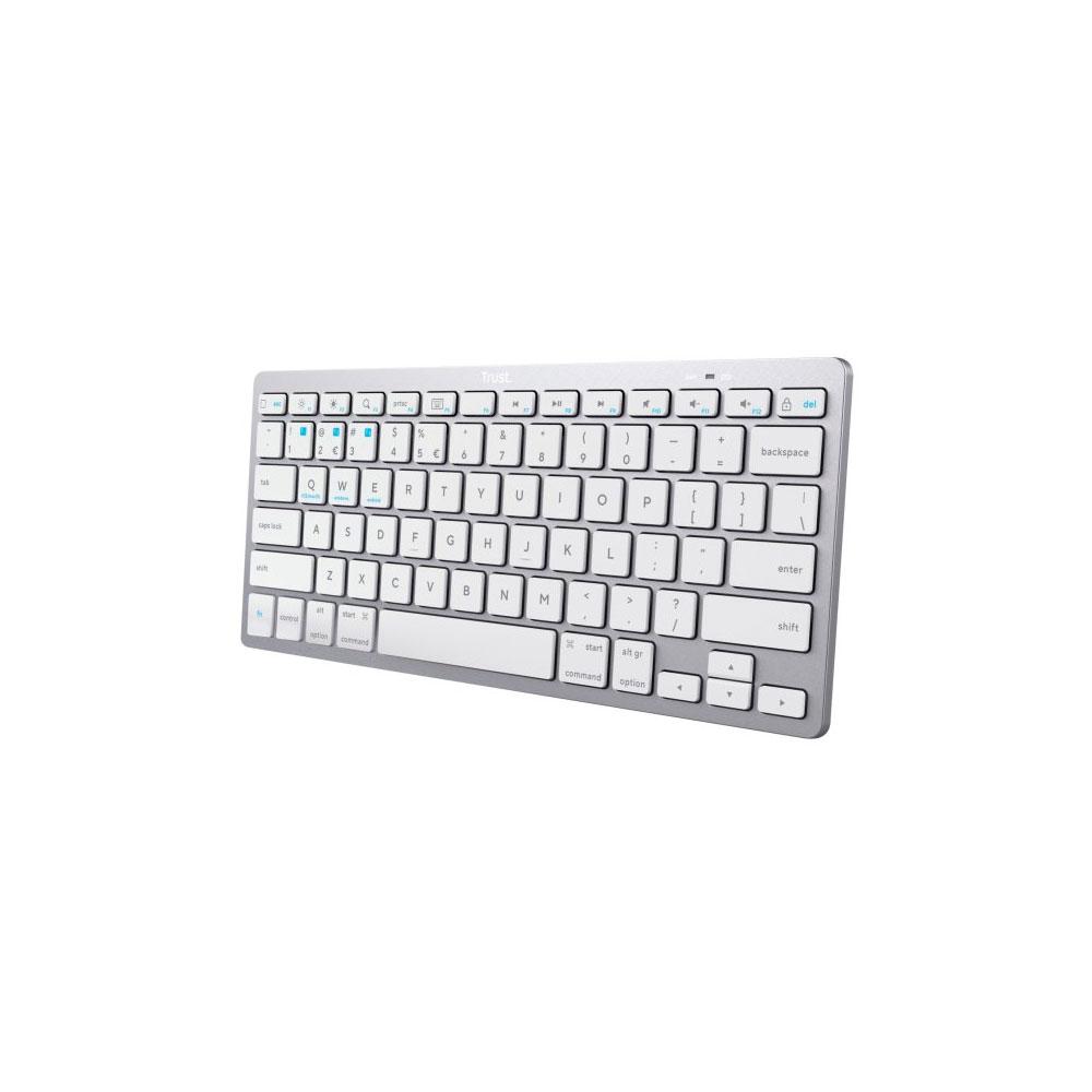 Teclado inalambirco Trust Basics / Bluetooth 4.0 / Tamaño mini / Plata-Blanco / 24654