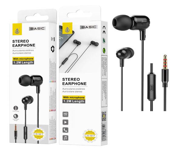 Auriculares con Microfono C6187 Basic Brione / Jack 3.5mm / 1.2m / Negro / One+