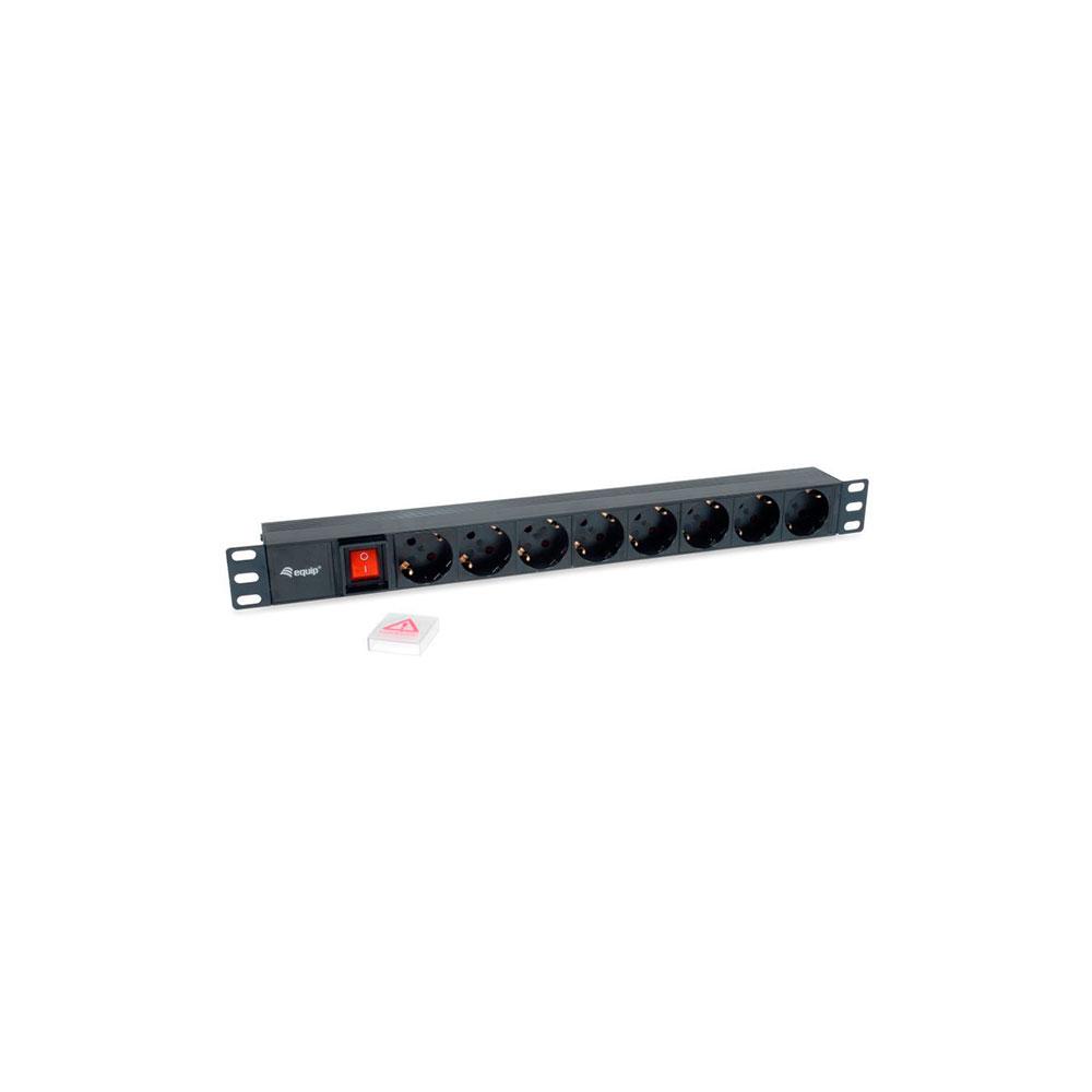 Regleta 8 tomas Equip / Para rack / Con Interruptor / 1.8 m / Negra / 333283