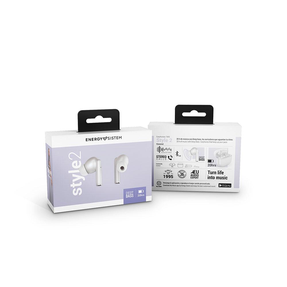 Auriculares Inalambricos Bluetooth Energy Sistem Style 2 / BT 5.0 / Caja de carga / Blanco / 451722 - Imagen 6