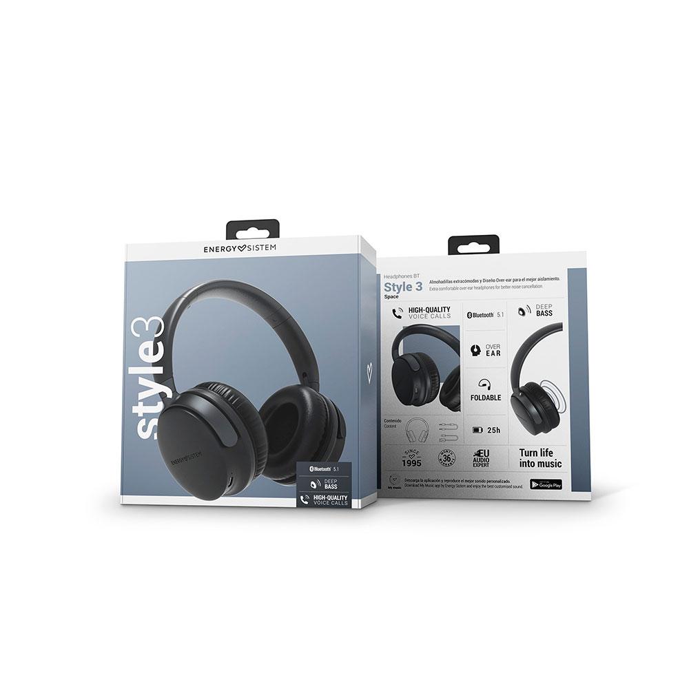 Auriculares Bluetooth Energy Sistem Style 3 / BT5.1 / 25h Bateria / Diseño Plegable / Graves Profundos / Negro / 453009 - Imagen 6