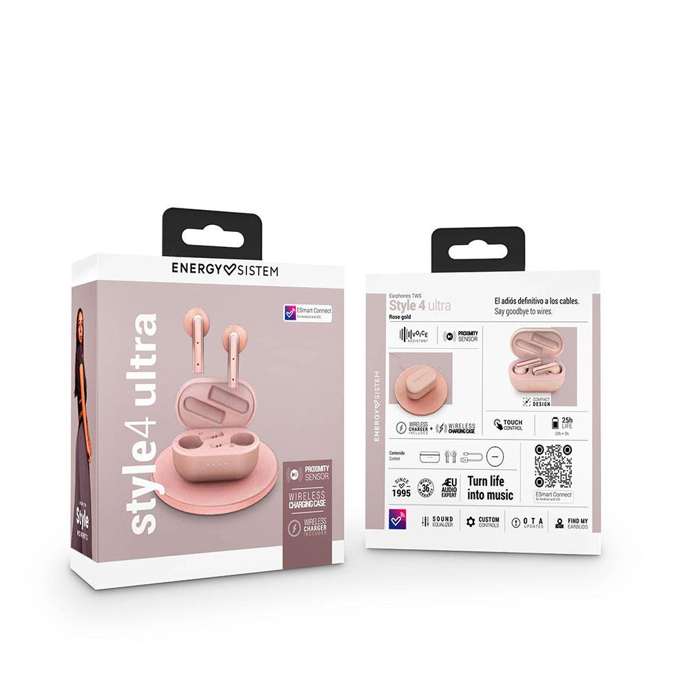 Auriculares Inalambricos Bluetooth Energy Sistem Style 4 Ultra / 25 horas de autonomia / Base de carga inluido / Rosa Oro / 453481 - Imagen 6
