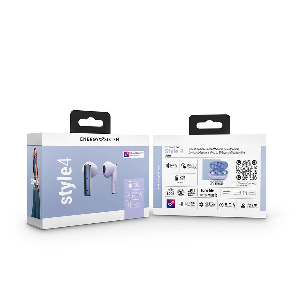 Auriculares Inalambricos Bluetooth Energy Sistem Style 4 / Diseño Compacto / Caja de carga / Violeta / 453498 - Imagen 6