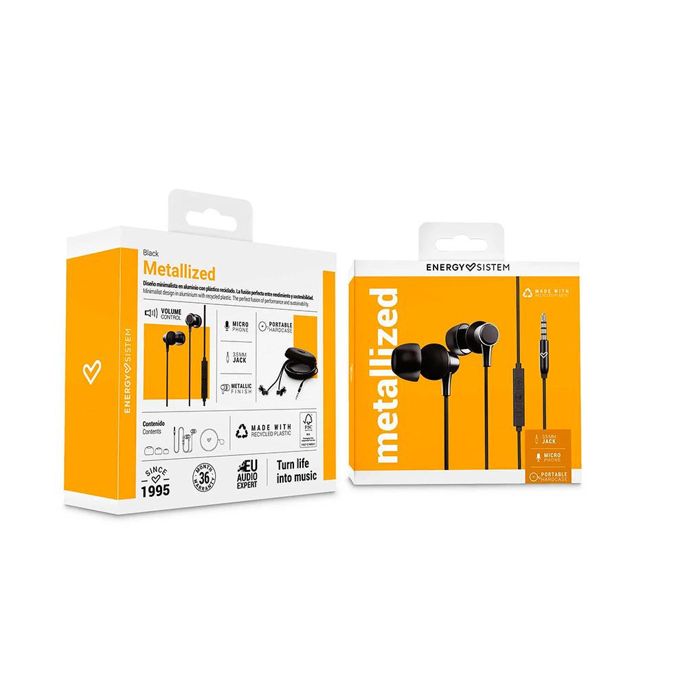 Auriculares Energy Sistem Metallized / Cable 1.2 / Microfono Integrado / Control de Volumen / Negro / 456727 - Imagen 6
