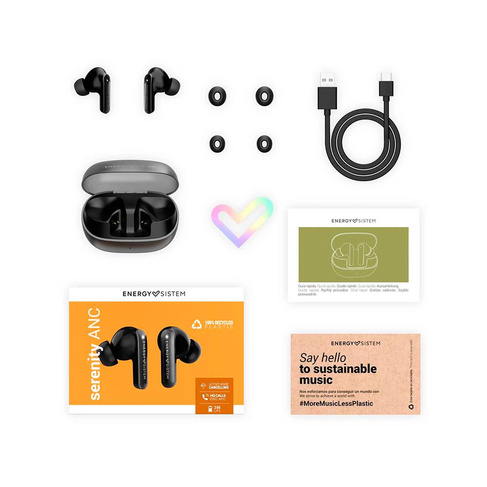 Auriculares Inalambricos Bluetooth Energy Sistem Serenity ANC / Cancelacion de ruido 30 dB / Bt 5.4 / 25h Autonomia / IPX4 / Negro / 459124 - Imagen 6