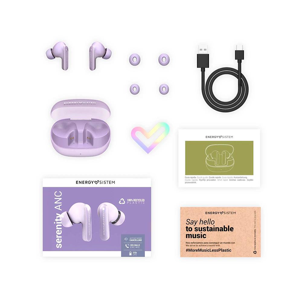Auriculares Inalambricos Bluetooth Energy Sistem Serenity ANC / Cancelacion de ruido 30 dB / Bt 5.4 / 25h Autonomia / IPX4 / Morado / 459186 - Imagen 6