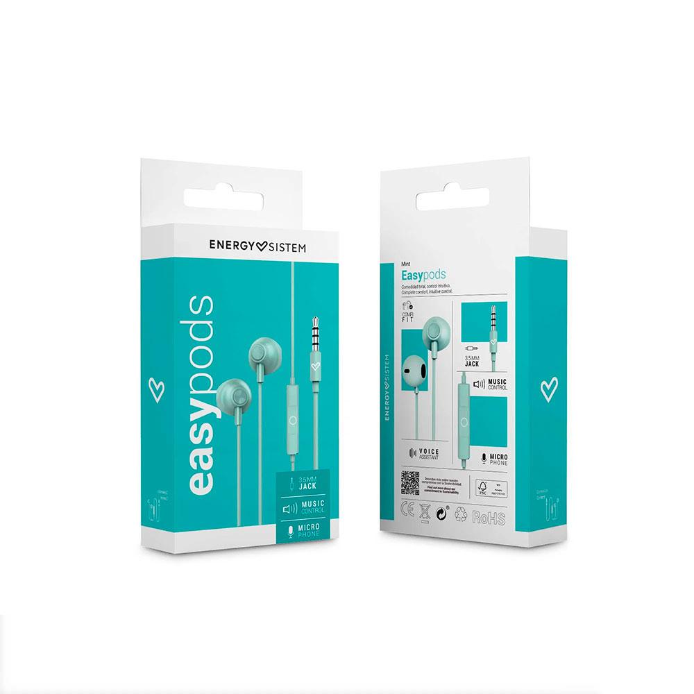 Auriculares Energy Sistem EasyPods / Conector Jack 3.5 / Cable 1.2 / Microfono Integrado / Control de Volumen / Verde / 459315 - Imagen 5