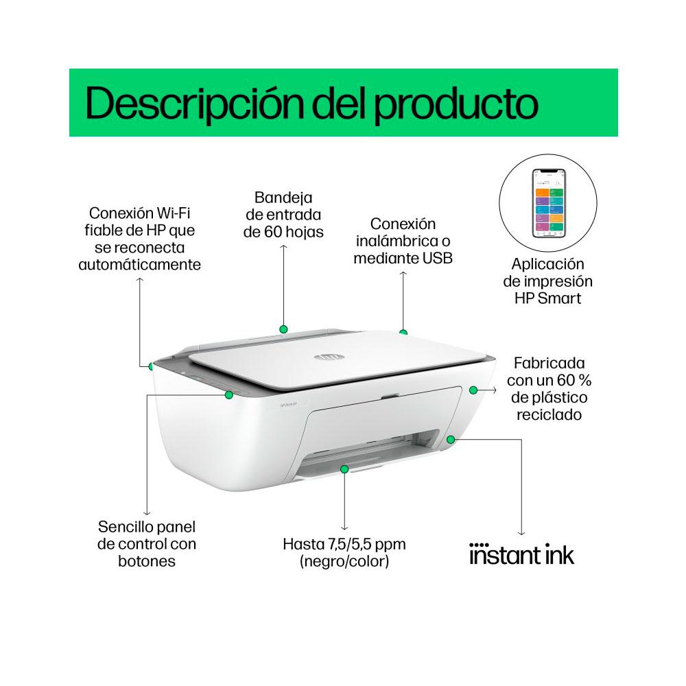 Impresora multifuncion Hp deskjet 2820E / Wifi / A4 / 7.5ppm / HP+ / Blanca - Imagen 5