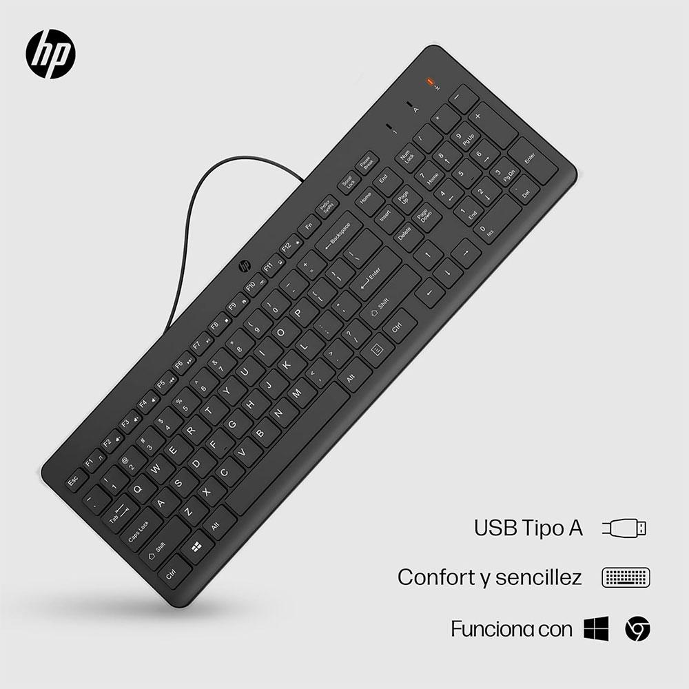 Teclado con cable HP 150 / USB / Negro / 664R5AA - Imagen 6