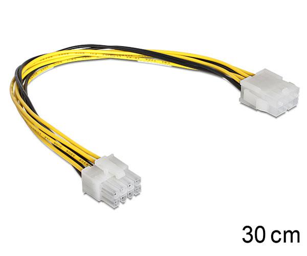 Cable prolongador alimentacion Placa base Eps 8 Pines / 30cm / Delock 83342