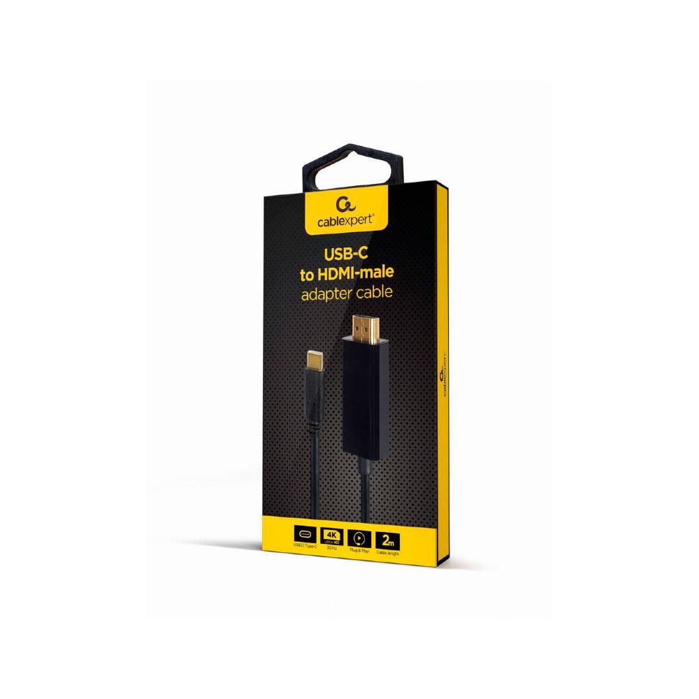 Cable de video Type-C a HDMI M/M / 1 m / 4K / Cablexpert / Negro / A-CM-HDMIM-01 - Imagen 2