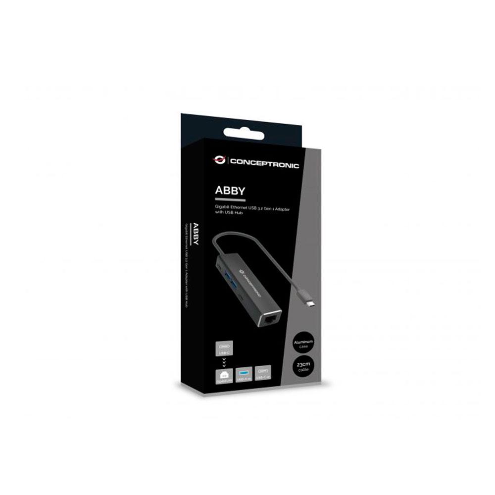Hub Adaptador Type-C 5 en 1 / 2x USB3.2 / 2x USB-C / RJ-45 / Conceptronic / ABBY13B - Imagen 2