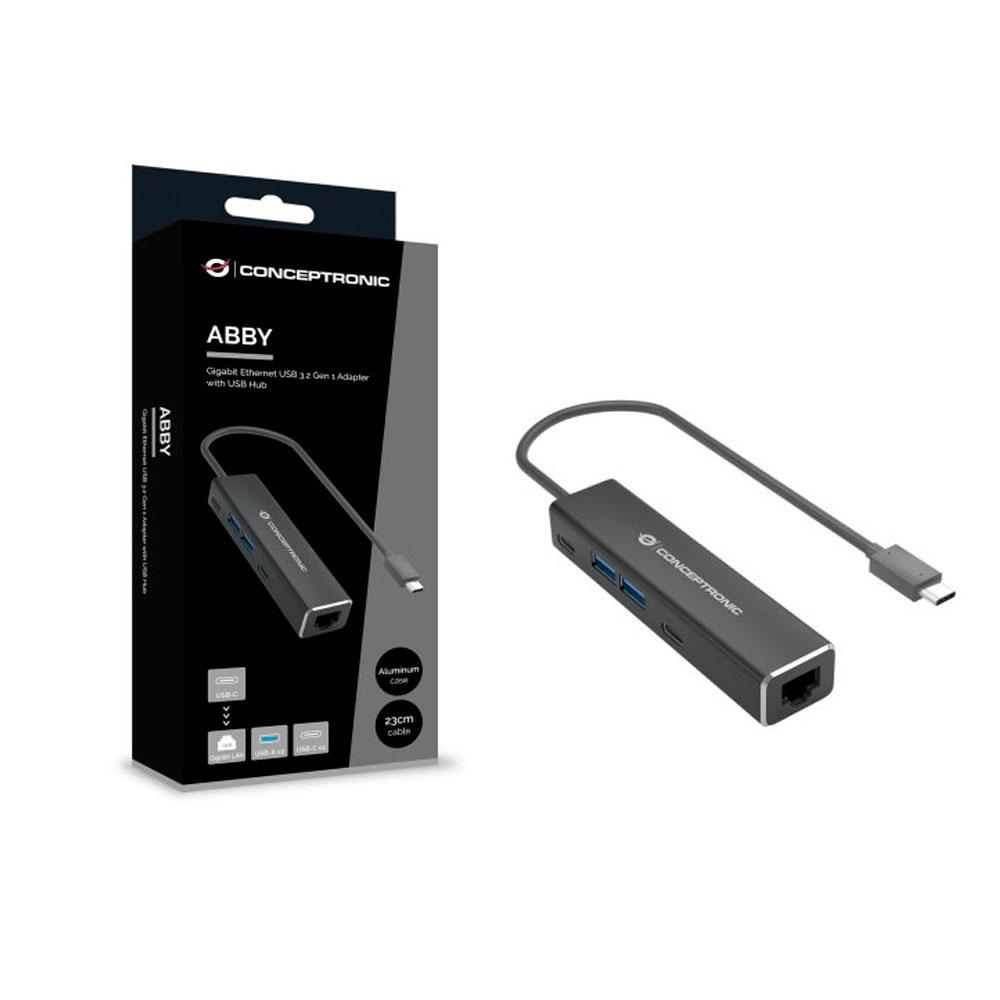 Hub Type-C a Rj45 2.5 Gigabit / 2x USB 3.2 / 2x Type-C 3.2 / Conceptronic / ABBY14B - Imagen 2