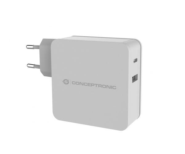 Cargador de red Usb + Type-C / 60w / Blanco / Althea / Conceptronic / ALTHEA02W