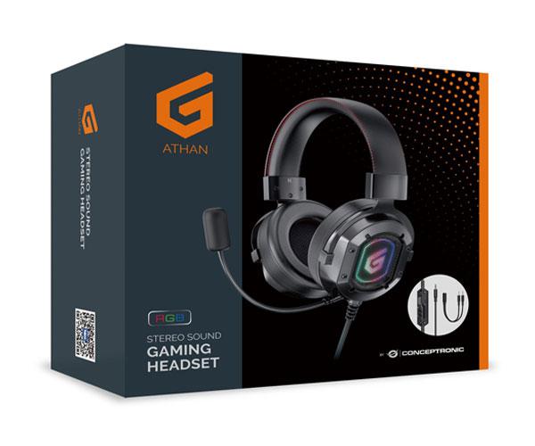 Auriculares con microfono Gaming RGB 7.1 Conceptronic Athan03b / 50mm / Compatible Pc - Ps5 - Xbox One / Almohadillas de cuero - Imagen 3