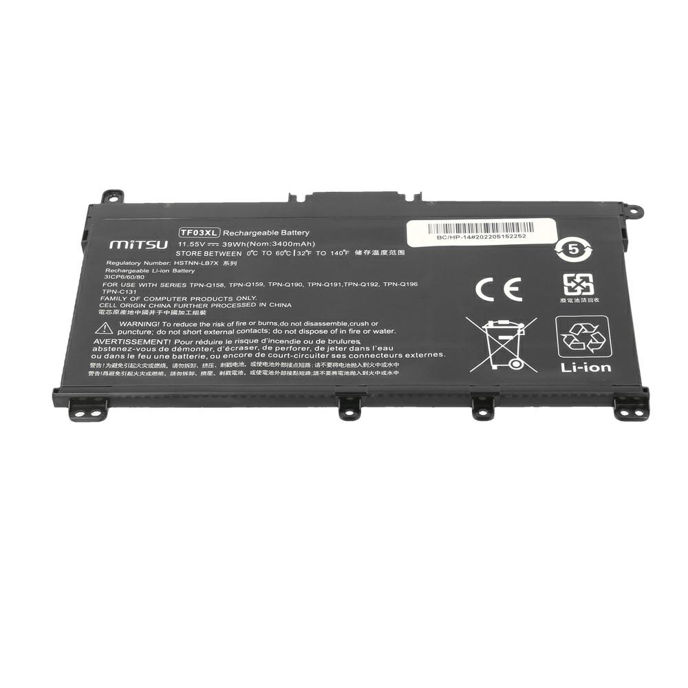 Batería compatible para portátil HP TF03XL 11.55V 3400mAh Mitsu - Imagen 3