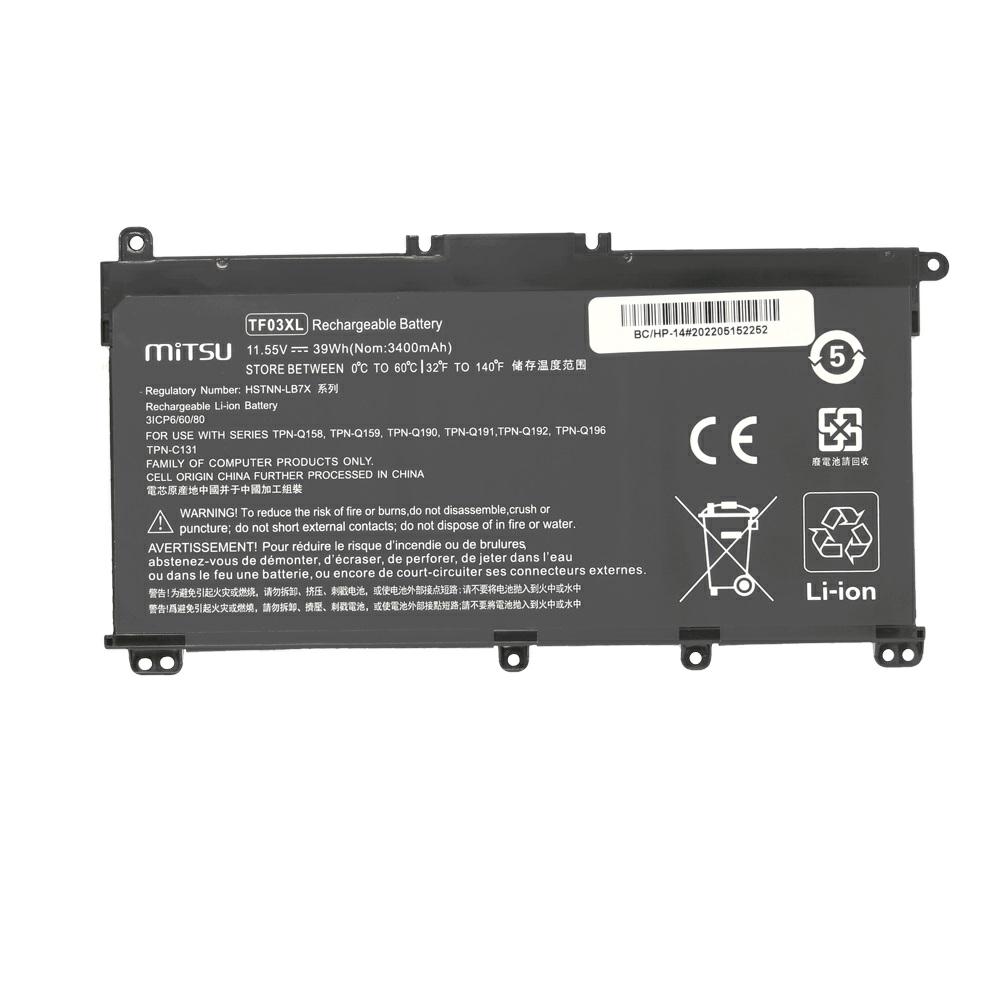 Batería compatible para portátil HP TF03XL 11.55V 3400mAh Mitsu - Imagen 5