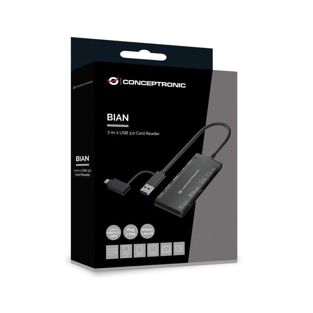 Lector Externo Multitarjeta 7 en 1 Conceptronic / USB 3.2 / SD-MSD-MS-CF / BIAN03B - Imagen 3