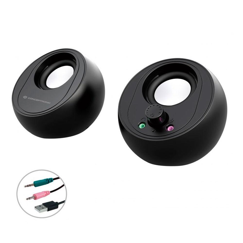 Altavoces 2.0 Bluetooth 5.0 Conceptronic Bjorn01b / 10w / Negro / Jack 3.5 / Alimentación USB"