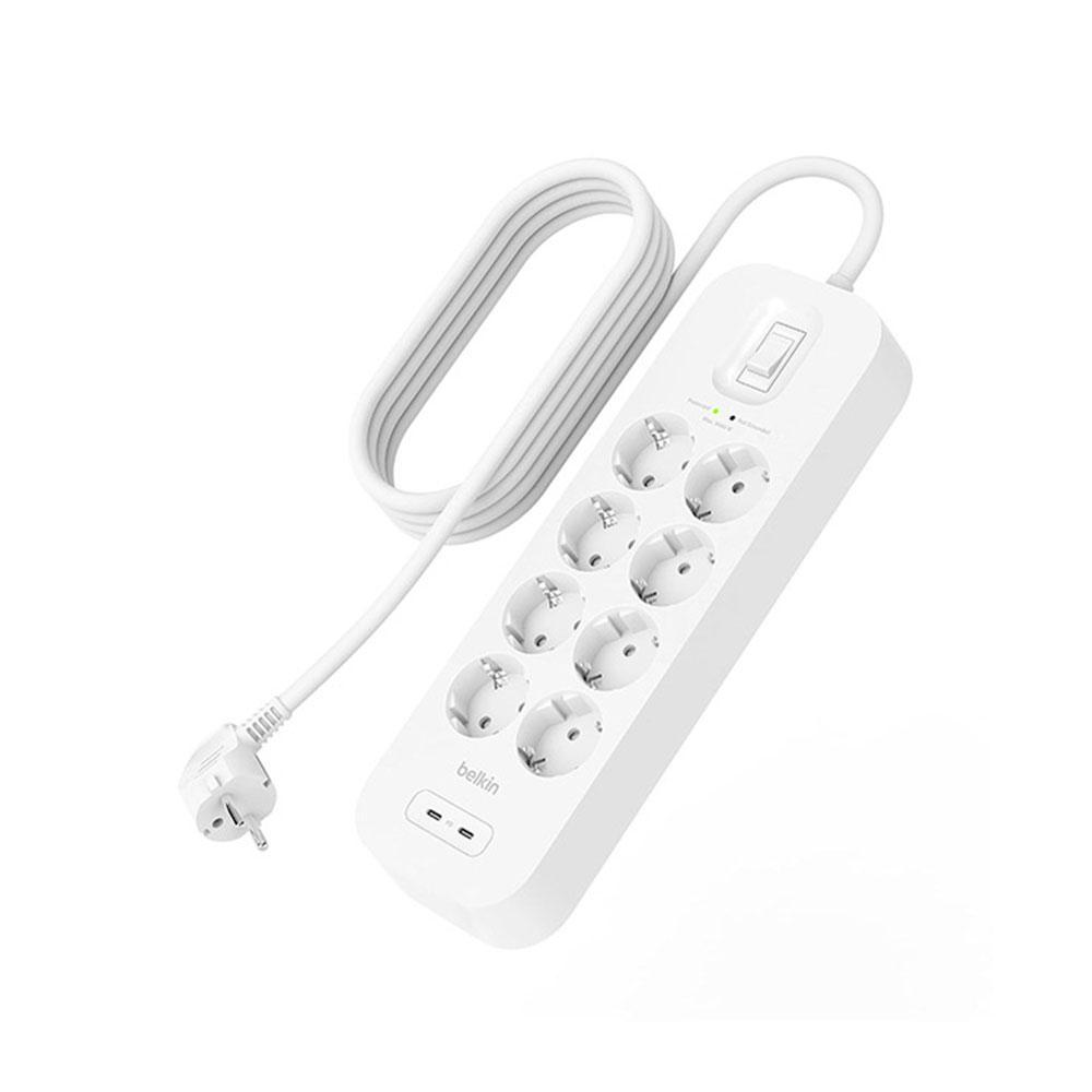 Regleta 8 tomas Belkin / Proteccion Contra Sobretenciones / 2x USB-C / Boton On-Off / SRB004VF2M