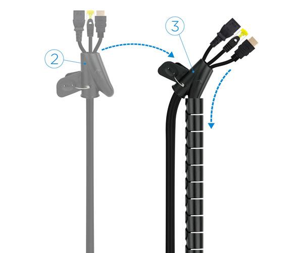 Organizador de cables Flexible en espiral + Pinza 25mm / 1m / Negro / 10.36.0001-bk - Imagen 3