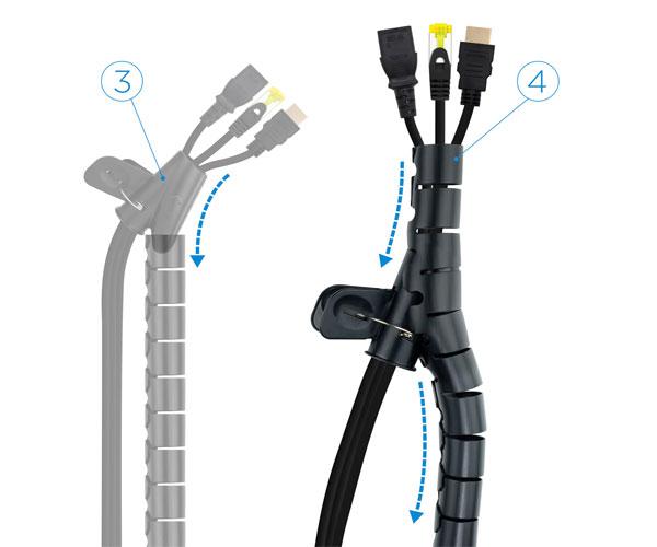 Organizador de cables Flexible en espiral + Pinza 25mm / 1m / Negro / 10.36.0001-bk - Imagen 4