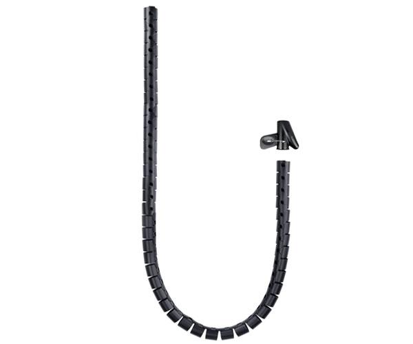 Organizador de cables Flexible en espiral + Pinza 25mm / 1m / Negro / 10.36.0001-bk
