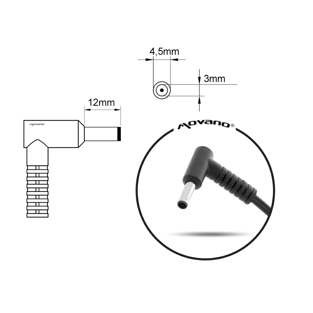 Cargador compatible para portátil HP 65W 19.5V 3.33A 4.5 mm x 3.0 mm pin central Movano - Imagen 6