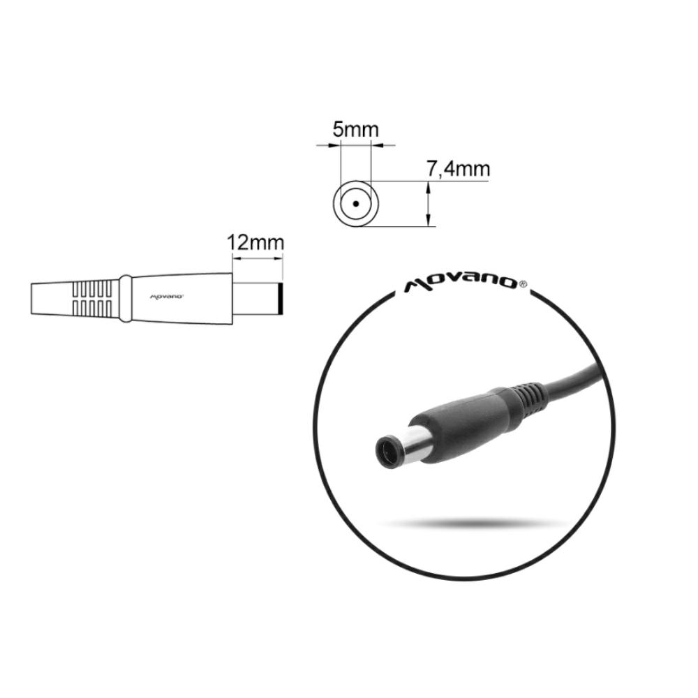 Cargador compatible para portátil HP 65W 19.5V 3.33A 7.4 mm x 5.0 mm pin central Movano - Imagen 6