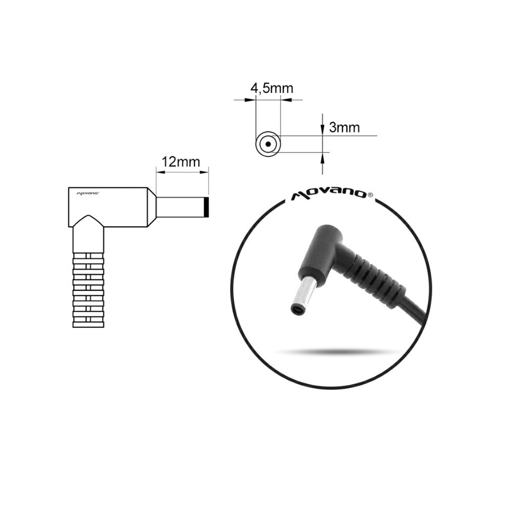 Cargador para portátil Asus 90W 19V 4.74A 4.5 mm x 3.0 mm Movano - Imagen 6