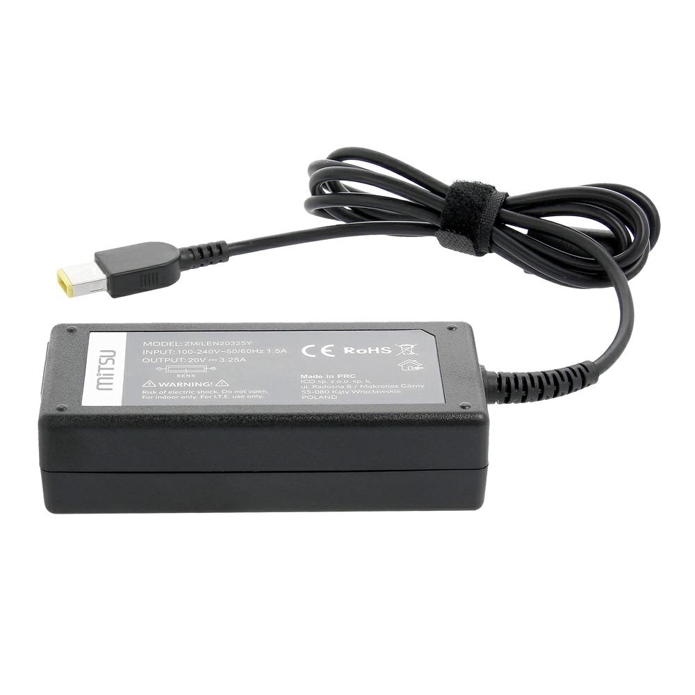 Cargador para portátil Lenovo 65W 20V 3.25A Conector Rectangular Mitsu - Imagen 3