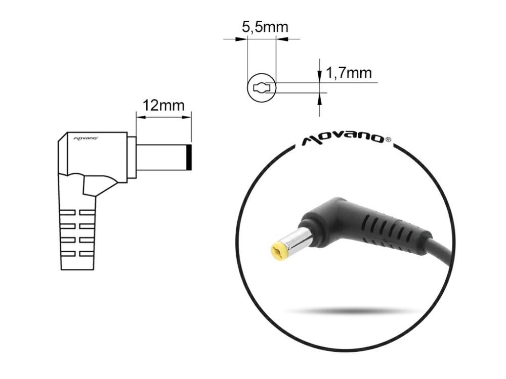 Cargador para portátil Acer / Asus / Toshiba 135W 19.5V 6.92A 5.5 mm x 1.7 mm Movano - Imagen 6