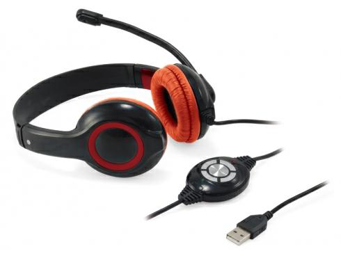 Auriculares con Microfono Conceptronic USB / Control de volumen / Negro-Rojo / CCHATSTARU2R - Imagen 2