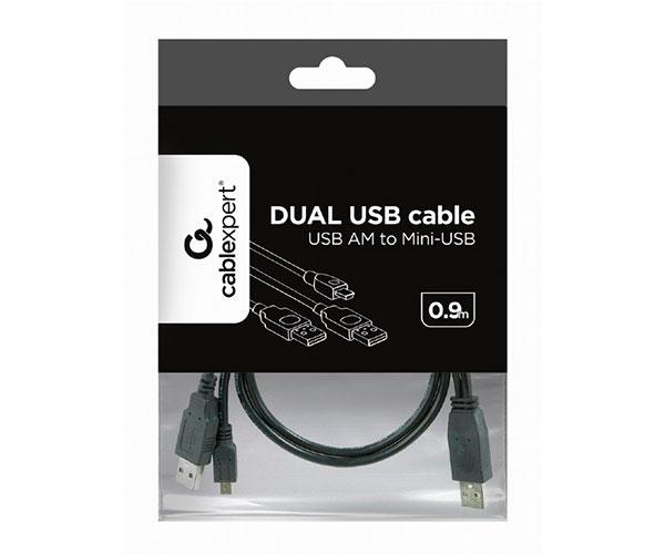 Cable USB x2 a Mini Usb 5 pines / 0.9m / Negro / CCP-USB22-AM5P-3 - Imagen 3