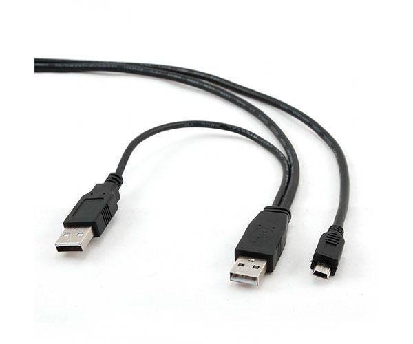 Cable USB x2 a Mini Usb 5 pines / 0.9m / Negro / CCP-USB22-AM5P-3